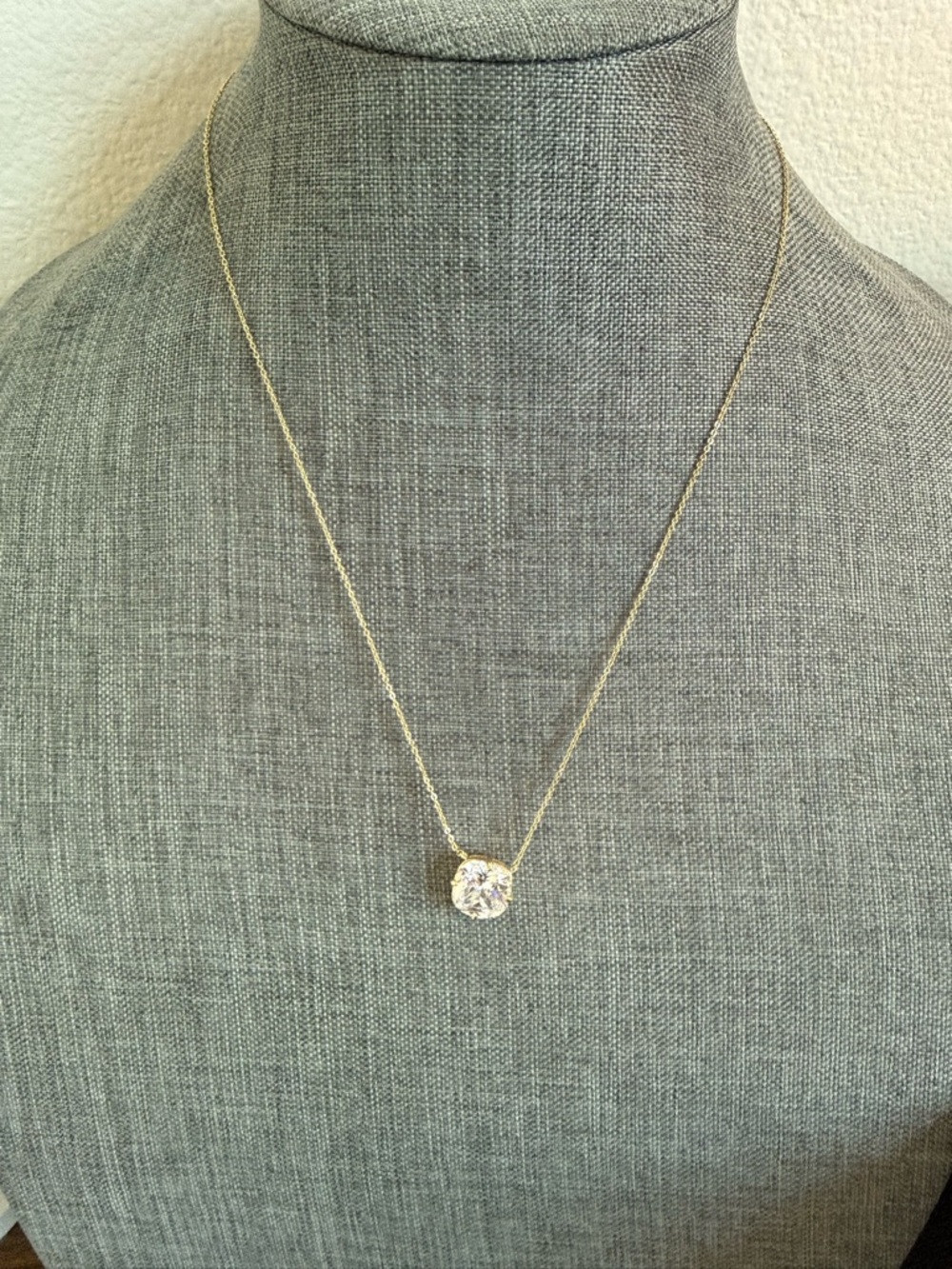 Melinda Maria Gold Necklace with Clear Round Stone